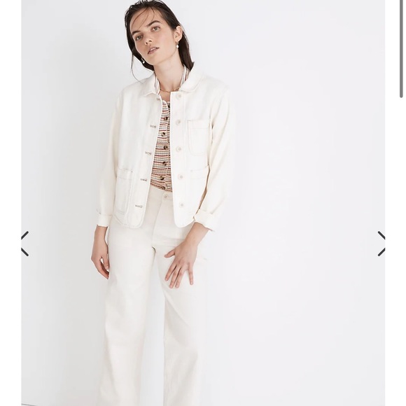 NWOT Denim Mahoney Crop Chore Jacket in Vintage Canvas Wash - Picture 4 of 8